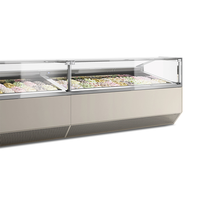 Prosky Counter Showcase Green Popsicle Freezer Modern Gelato Display with Screen
