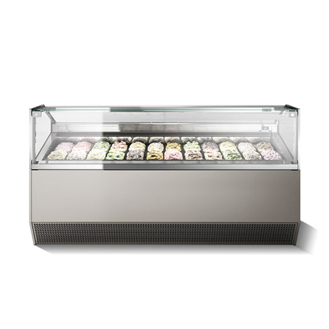 Prosky Counter Showcase Green Popsicle Freezer Modern Gelato Display with Screen