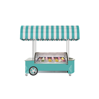 Convenient 304 Stainless Steel Black Mobile Gelato Cart with Water Supply Device 