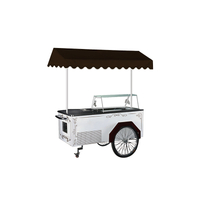 Low Consumption 304 Stainless Steel Black Mobile Gelato Cart with Freezer 