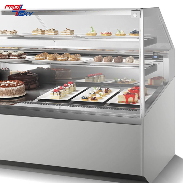 Prosky Glass Door Flat Top Commercial Center Hotsale Ice Cream Cake Display Freezer